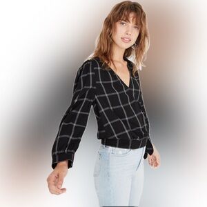 Madewell Wrap Top in Windowpane